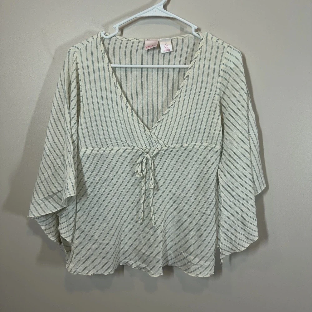 Xhilaration Striped Blouse Small V-Neck Flutter Sleeve Fairycore Boho Top